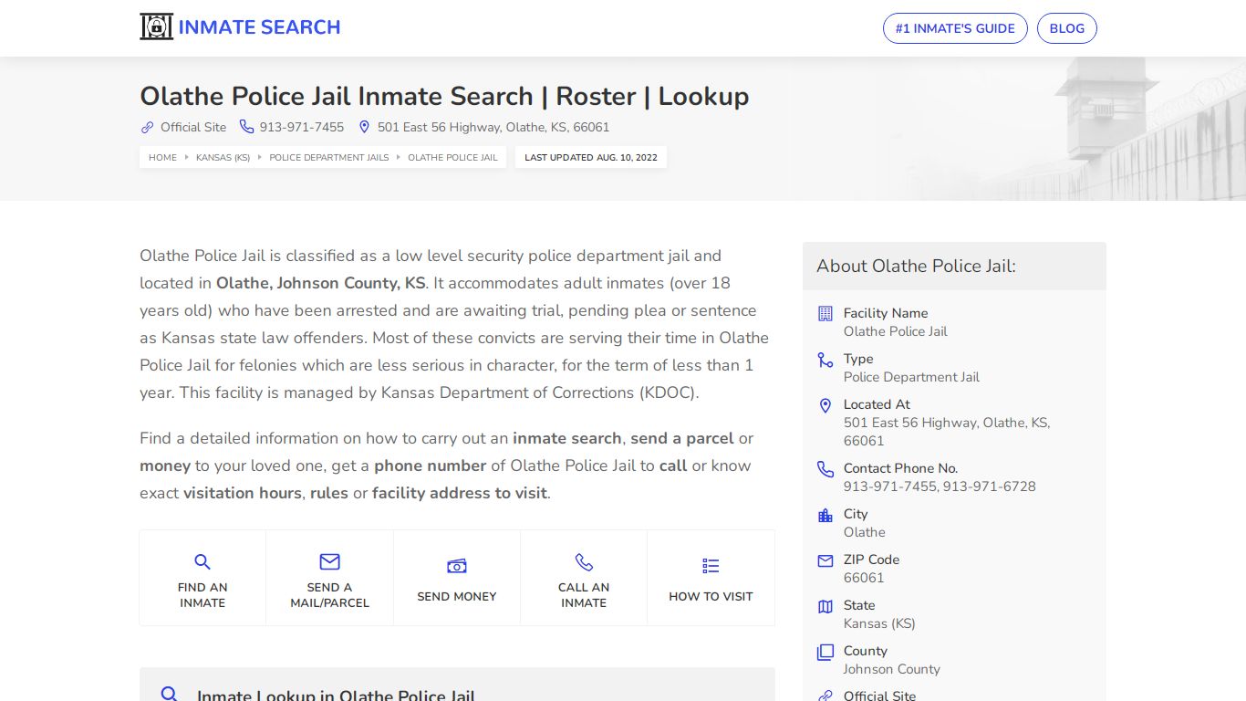 Olathe Police Jail Inmate Search | Roster | Lookup